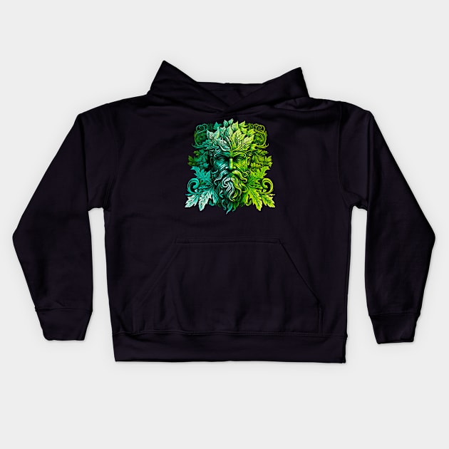 Jack Of The Wood Traditional Pagan Celtic Greenman Kids Hoodie by Tshirt Samurai